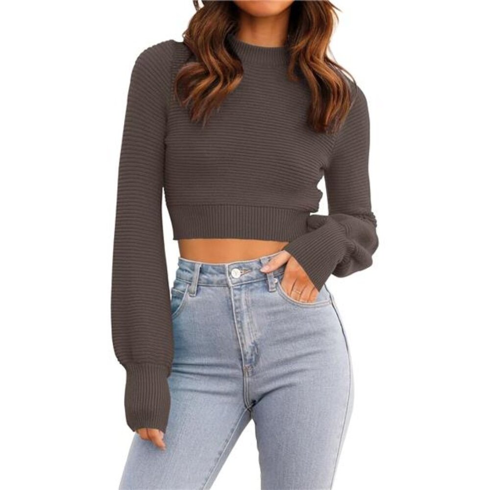 Women's Fall Mock Neck Cropped Sweaters 2026 Long Sleeve Soft Ribbed
